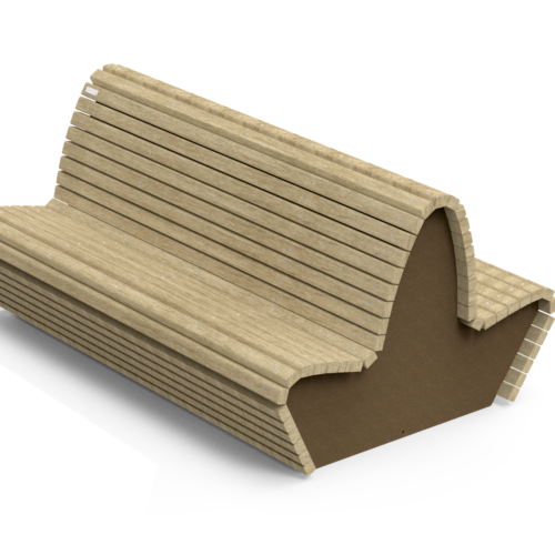 Kunststof parkbank model Knokke 13 De uitvoering van parkbank Knokke met leuning doorlopend Corten. Uitvoering ML. Ideaal als er niet in de bodem gemonteerd mag worden.